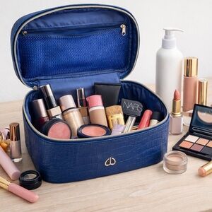 Clé de Peau Beauté Blue Croc Makeup Travel Case Cosmetic Bag Luxury Holt Renfrew